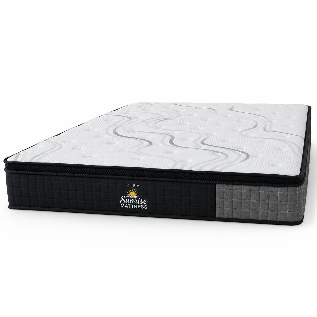 KIRA Sunrise Mattress, angled view showing the pillow-top profile